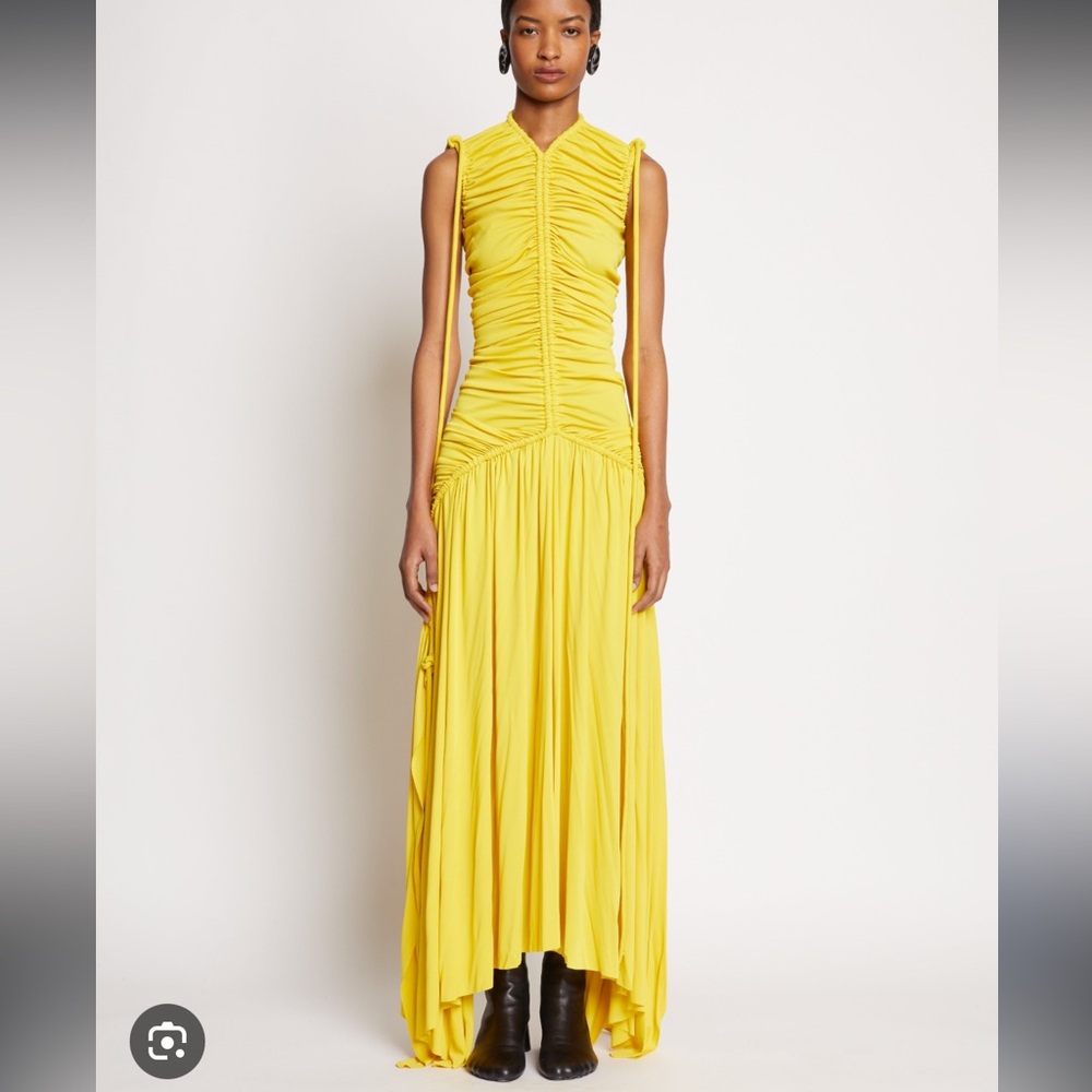 Proenza Yellow Jersey Viscose Ruched Gown